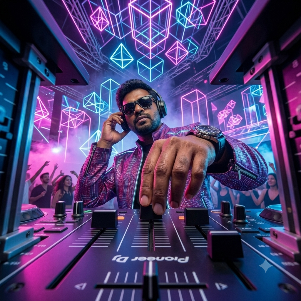 DJ VOID no comando da cabine Pioneer